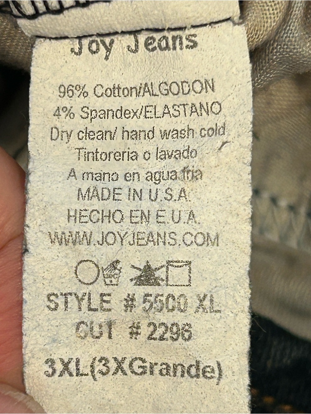 Joy Jeans Vtg Y2K Fringe Denim Skirt Scalloped Raw Hem Whiskered Midi Plus 3X - Picture 11 of 11